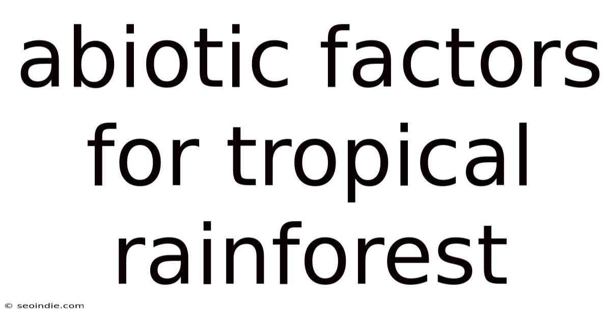 Abiotic Factors For Tropical Rainforest