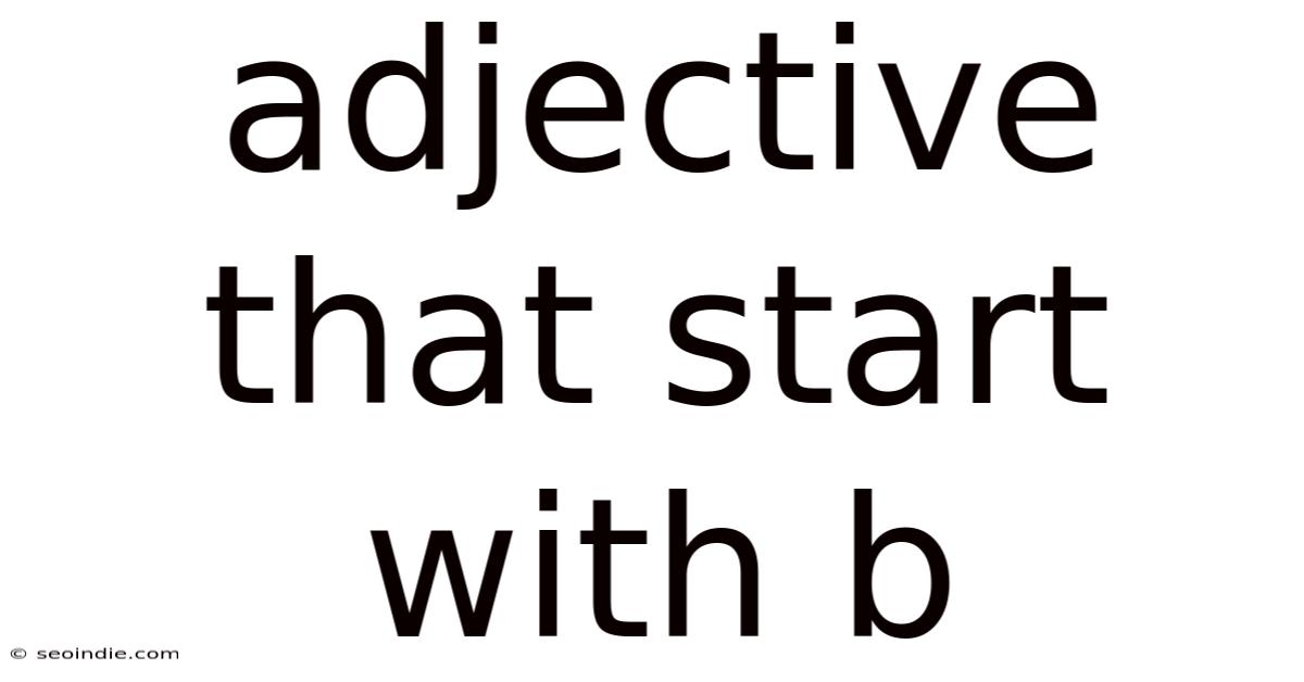 Adjective That Start With B