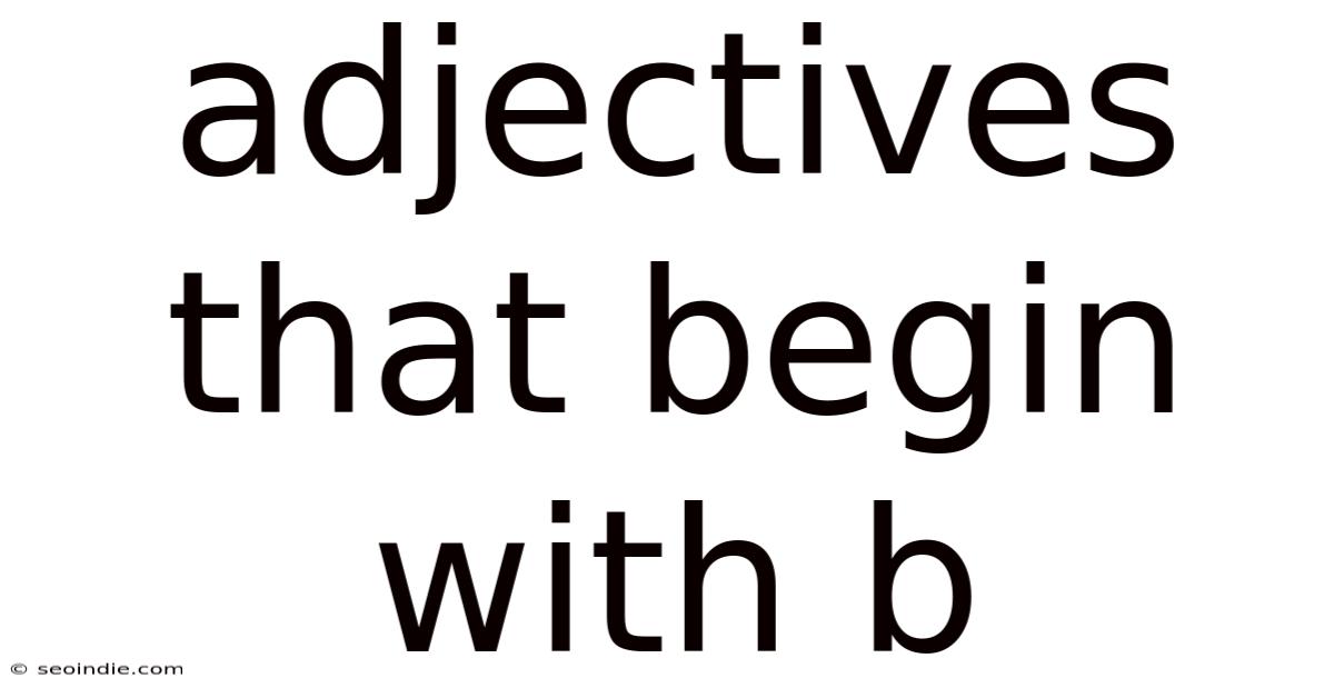 Adjectives That Begin With B