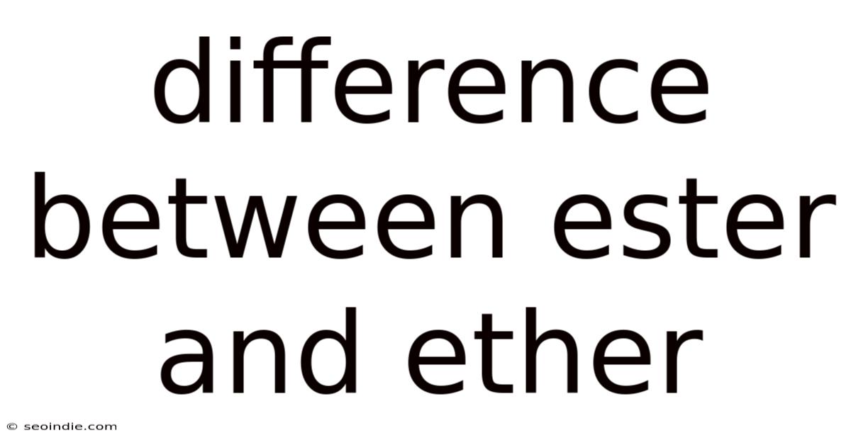 Difference Between Ester And Ether