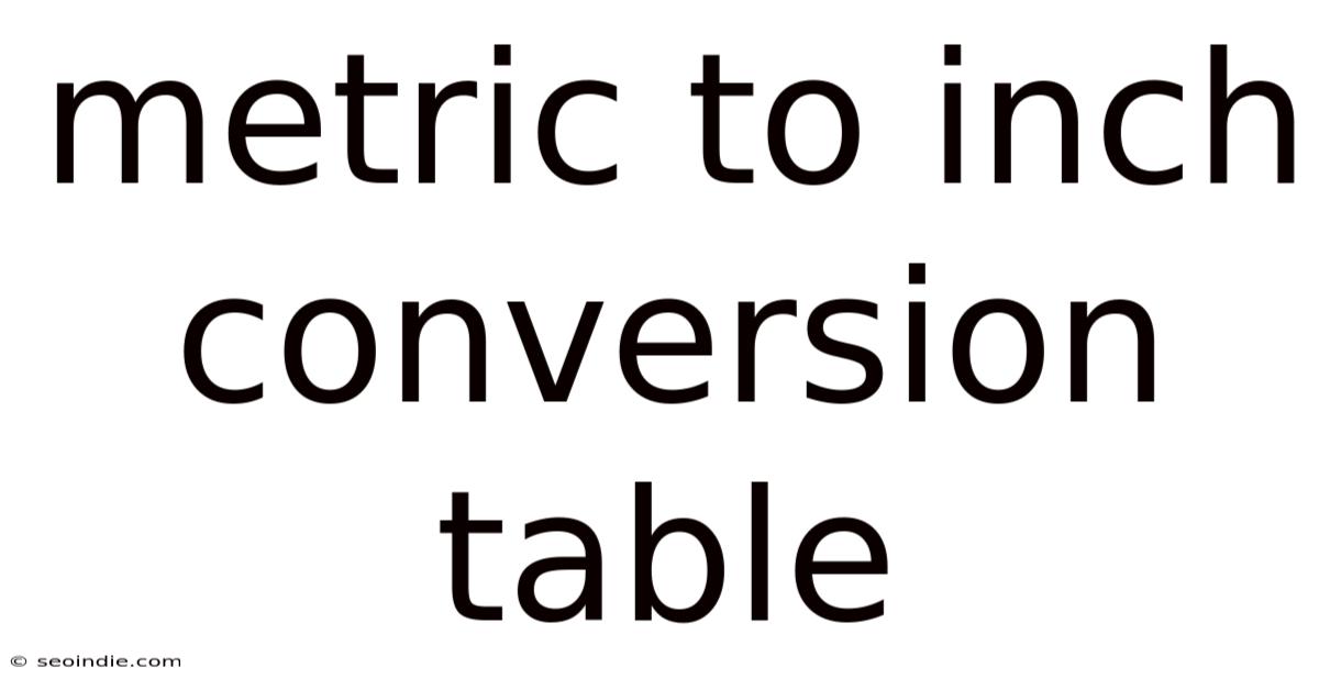 Metric To Inch Conversion Table