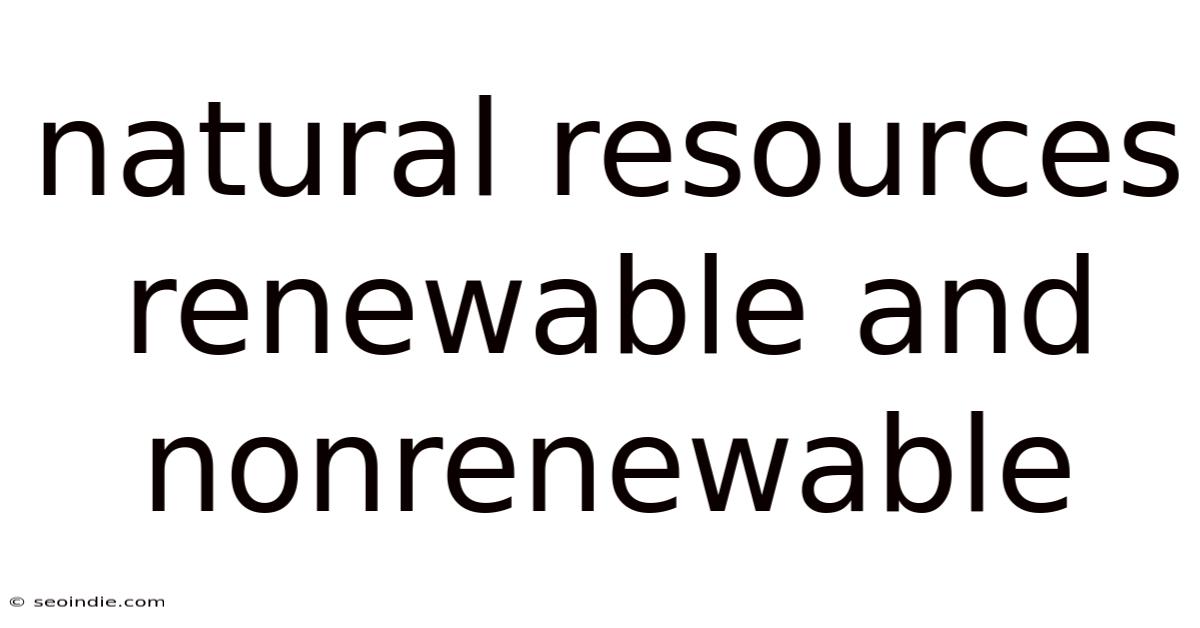 Natural Resources Renewable And Nonrenewable