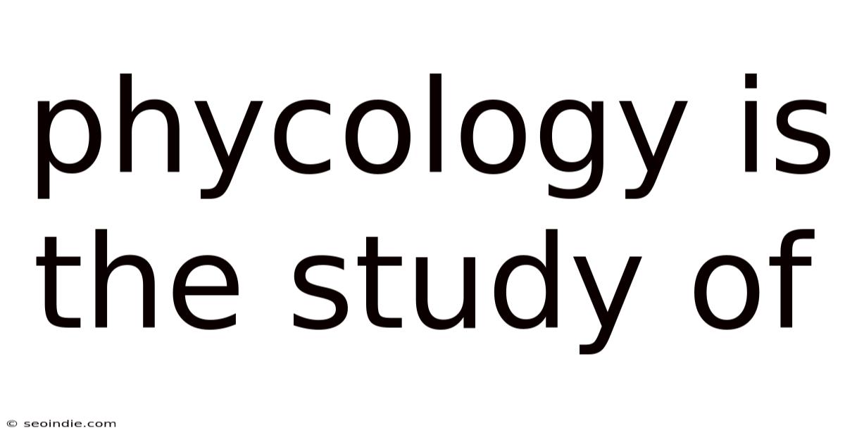 Phycology Is The Study Of