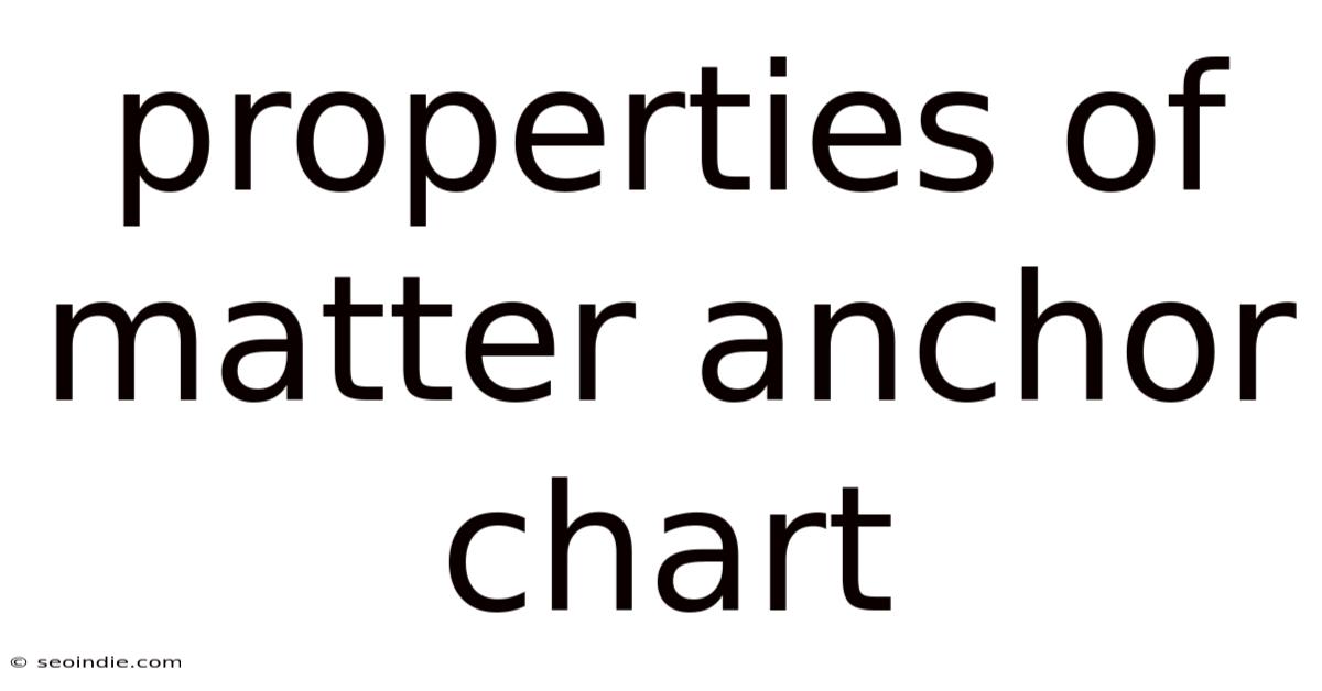 Properties Of Matter Anchor Chart