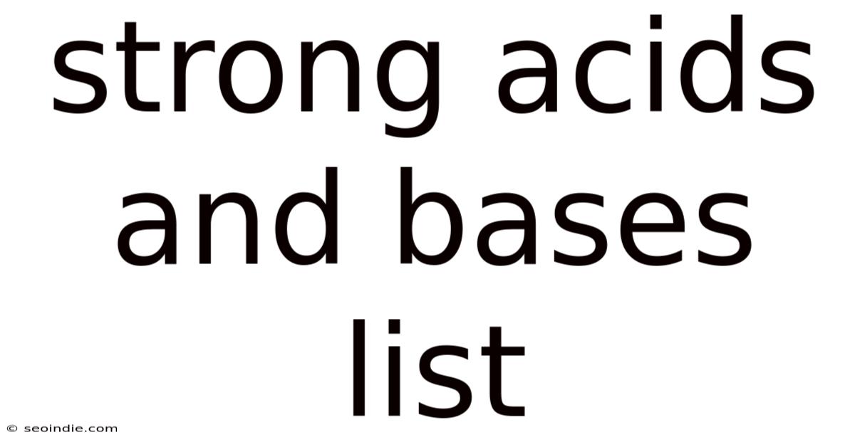Strong Acids And Bases List