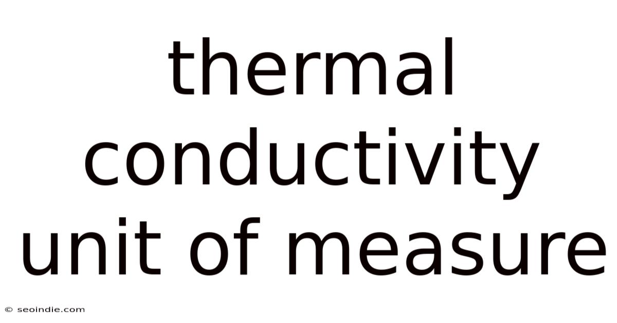 Thermal Conductivity Unit Of Measure