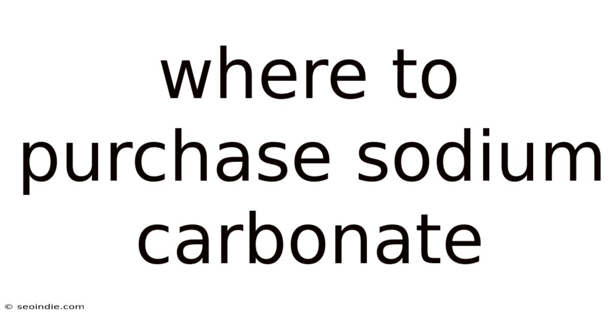 Where To Purchase Sodium Carbonate
