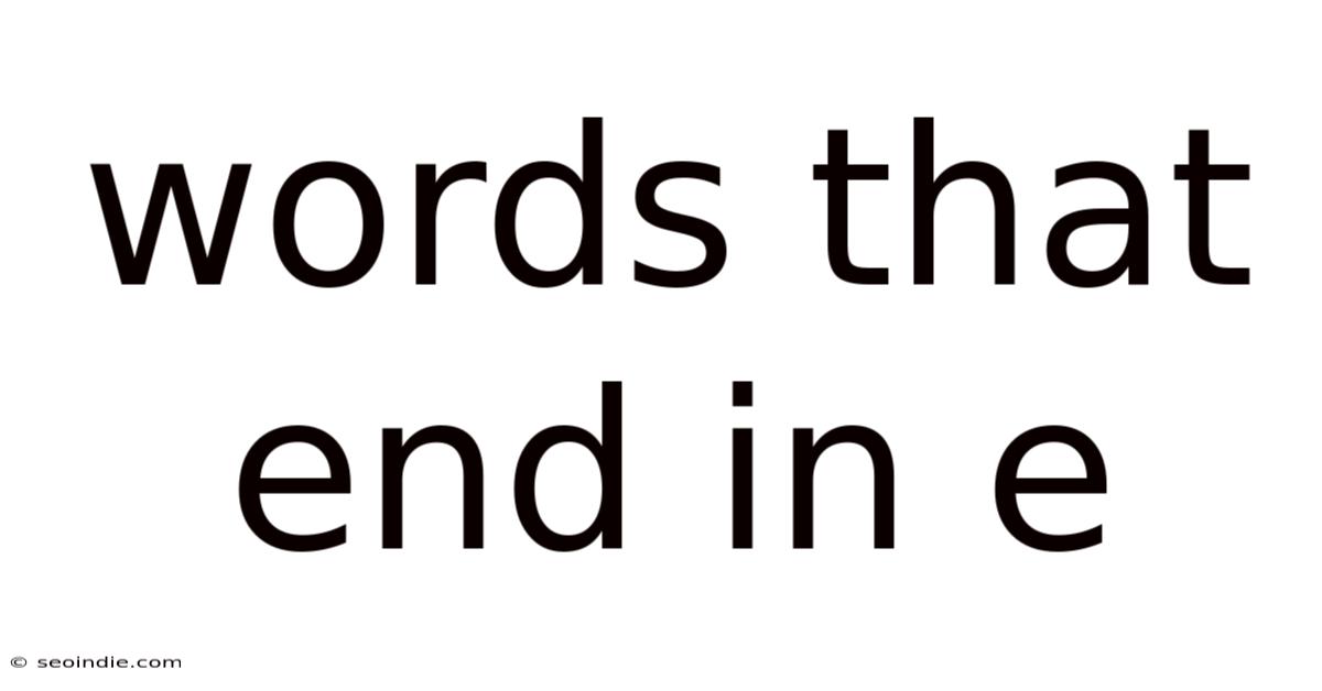 Words That End In E